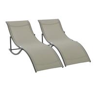VivaGarden Lettino Prendisole da Giardino Set 2 Lettini Pieghevoli in Alluminio Dimensioni 61x165x63 cm colore Cachi