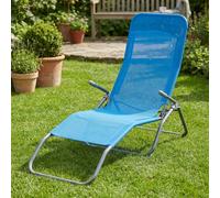 VivaGarden Lettino Prendisole Giardino Pieghevole Acciaio 143x59x97 cm Blu Smith