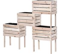 VivaGarden Letto per Orto Rialzato con 4 Vasi Portapiante da 50x30x60cm