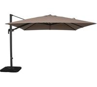 OMBRELLONE GIARDINO DECENTRATO TELO PARASOLE TAUPE 3X4 ANTIVENTO MOD. NETTUNO