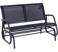 VivaGarden Panchina da Giardino Dondolo in Metallo 123x70x87 cm Nero
