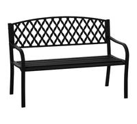 VivaGarden Panchina da Giardino in Acciaio e Ghisa Dimensioni 128x58.5x89 cm colore Nero