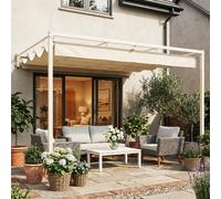 VivaGarden Pergola da Esterno Addossata in Acciao e Poliestere Dimensioni 3x3 m colore Beige