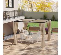 VivaGarden Pergola da Esterno in Metallo/Poliestere 3x3 mt con Tende laterali colore Beige