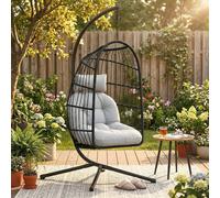VivaGarden Poltrona Sospesa da Giardino con Supporto 105x101x196 cm Metallo Nero