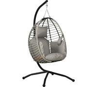 VivaGarden Poltrona Sospesa da Giardino Sedia Sospesa con Supporto Dimensioni 110x100x188 cm in Acciaio/Poliestere colore Grigio