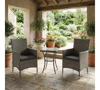 VivaGarden Salotto da Giardino 2 Poltrone e Tavolino Cuscini Rattan PE Grigio