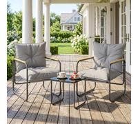 VivaGarden Salotto da Giardino 2 Poltrone e Tavolino in Metallo Grigio Scuro