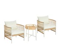 VivaGarden Salotto da Giardino con 2 Poltrone e Tavolino in Rattan PE Giallo
