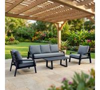 VivaGarden Salotto da Giardino con Divano 3 Posti 2 Poltrone e Tavolino con Cuscini in Alluminio colore Antracite - Cruz