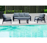 VivaGarden Salotto da Giardino con Divano 3 Posti Tavolino e 2 Poltrone con Cuscini Cruz in Alluminio 190x80x80cm coloreAntracite - AT804198-ANTR