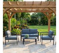 VivaGarden Salotto da Giardino Divano 2 Posti 2 Poltrone Antracite Luton 2