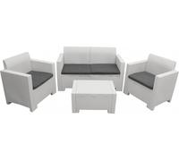 Salotto Da Giardino Set 2 Posti Bianco Con Cuscini Intreccio In Rattan Sintetico Per Esterno Giardino