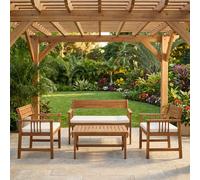 VivaGarden Salotto da Giardino Divano 2 Posti 2 Poltrone Legno Marrone Bali