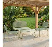 VivaGarden Salotto da Giardino Divano 2 Posti 2 Poltrone Tavolino Verde R491GN