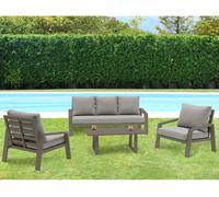 Salotto da Giardino Divano 3 Posti 2 Poltrone Tavolino Grigio Cruz VivaGarden
