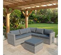 VivaGarden Salotto da Giardino Divano Angolare 1 Pouf Pouf Grigio Armonioso