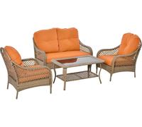 VivaGarden Salotto da Giardino Salottino da Esterno Set 4 Pz Khaki e Arancione