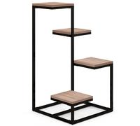 VivaGarden Scaffale Piante 4 Livelli Acciaio e Legno Marrone/Nero