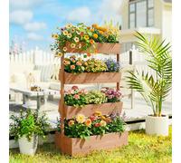 VivaGarden Scaffale Portapiante a 4 Livelli in Legno 85x45x140 cm Marrone