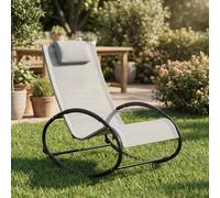 VivaGarden Sdraio da Giardino a Dondolo Acciaio/Tessuto 105x62x88 cm Grigio