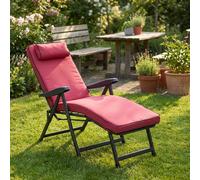 VivaGarden Sdraio da Giardino Pieghevole Poggiagambe 155x60x60 Rosso Riverside