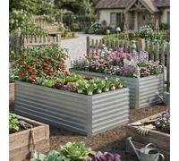 VivaGarden Set 2 Aiuole Rialzate con Bordo Sicuro per Verdure 180x90x60 Argento