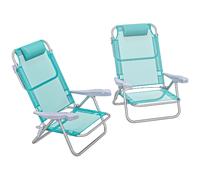 VivaGarden Set 2 Sedie da Campeggio Pieghevoli e Reclinabili su 6 Livelli in Alluminio e Schiuma 62x65x80 cm colore Grigio/Azzurro - K787NU
