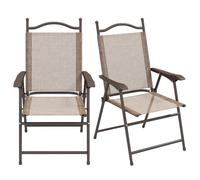 VivaGarden Set 2 Sedie da Giardino Pieghevoli con Braccioli Marrone