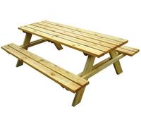 TAVOLI TAVOLO PER GIARDINO PIC NIC CON PANCHE LASA IMPREGNATI CM. 200X148XH70