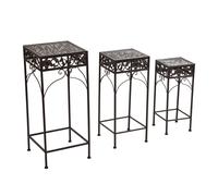 VivaGarden Sgabelli Set 3 Pezzi Supporto per Piante Ferro Marrone