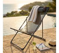 VivaGarden Spiaggina Pieghevole Cuscino Metallo/Textilene 82x56x90 cm Nero