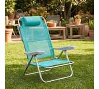 VivaGarden Spiaggina Pieghevole Cuscino Poggiatesta Schienale Reclinabile Set 2 Spiaggine in Alluminio/Tessuto Dimensioni 62x65x80 cm colore Grigio/Azzurro