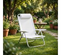 VivaGarden Spiaggina Pieghevole Set 2 Spiaggine in Alluminio 53x62xh77 cm Bianco
