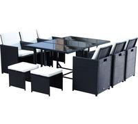 VivaGarden Tavolo da Giardino con 8 Sedie Set da Pranzo 11 Pezzi In Pe Rattan con Cuscini colore Nero - 84116D