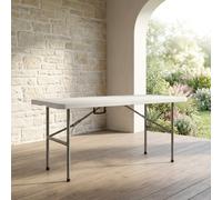VivaGarden Tavolo da Giardino Pieghevole Metallo/Plastica 122x60x74 cm Bianco