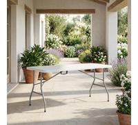 VivaGarden Tavolo da Giardino Pieghevole Plastica/Acciaio 152x70x74 cm Bianco