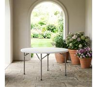 VivaGarden Tavolo da Giardino Pieghevole Rotondo Plastica 120x74 Bianco Catering