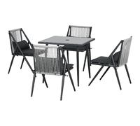 VivaGarden Tavolo da Giardino Quadrato con 4 Sedie con Cuscini in Vetro colore Grigio Scuro - 0CGAM519