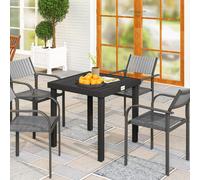 VivaGarden Tavolo da Giardino Quadrato in Alluminio e Plastica 78x78x74 cm Nero