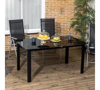 VivaGarden Tavolo da Giardino Rettangolare in Vetro e Alluminio 150x90x74cm Nero