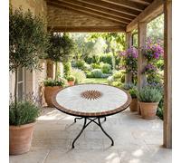 VivaGarden Tavolo da Giardino Rotondo in Acciaio con Decoro Dimensioni 100x75 cm colore Nero