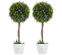 VivaGrden Set 2 Piante Artificiali Verdi a Sfera Fiori di Lavanda e Vaso U5390GN