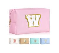 VivaJoy Beauty case A-Z - Borsa per trucco preppy personalizzata, graziosa borsa per il trucco, borsa per cosmetici impermeabile, regalo di compleanno per figlia, roba preppy per ragazze adolescenti,