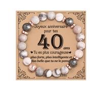 VivaJoy Braccialetto per donna di 40 anni, regalo di compleanno per donna di 40 anni, regalo di compleanno per donna, adatto come regalo per mamma sorella amica colleghi, pietra, Moyenne, Pietra