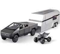 VivaJoy - Modellini auto e modellino autos - Modello di Tesla Cybertruck, auto per bambini, giocattolo in metallo 1/32 con rimorchio e funzione di trazione appassionati
