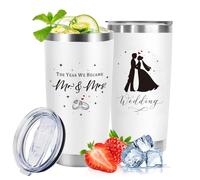 VivaJoy Regali di nozze per sposi - Mr and Mrs Gifts Tumblers 590 ml, idee personalizzate regalo di nozze per coppie per anniversario, fidanzamento, regalo di nozze solo sposato