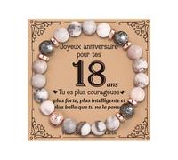VivaJoy Regalo 18 anni Ragazza, Compleanno 18 anni, Bracciale Donna, Regalo per i migliori amici, figlia, sorella, fidanzata, collega, migliore amica, compleanno di donna unica, Moyenne, Pietra, Agata