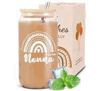 VivaJoy Regalo Nonna - Regalo Nonna Compleanno, Bicchiere In Vetro Da Viaggio, Tazza di Vetro con Cannuccia Coperchio, Regali perfetti Per i Compleanni e la Festa Della Mamma Da Parte Di Nipoti