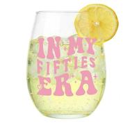 VivaJoy Regalo per il 50° compleanno da donna, bicchiere da vino perfetto per il 50° compleanno, tazza di vetro, interessante tazza personalizzata, regalo per mamma, nonna, migliore amica, sorella